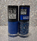 Maybelline Color Show nail polish  335 BROADWAY BLUES & ELECTRIC MERMAID FIN FATALE
